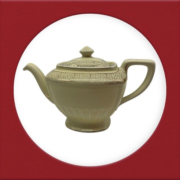 Hall Ceramic Vintage Hollywood Teapot Warm Yellow and Gold Hall 0118S 6 Cup MCM - Picture 5 of 16